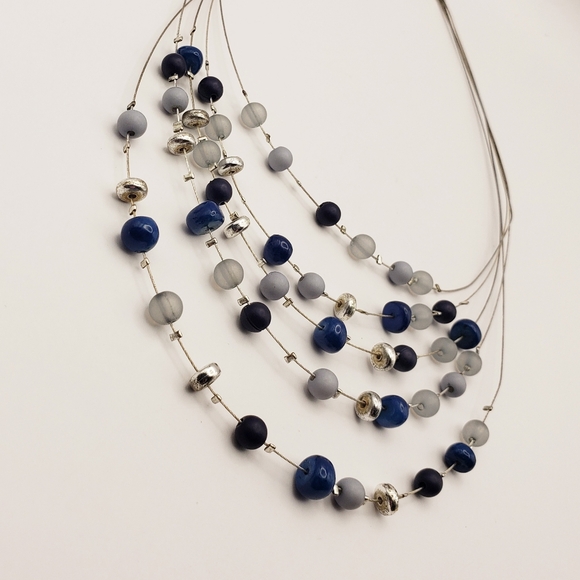 Floating 5 Layer Assorted Beaded Station Necklace - Picture 6 of 8